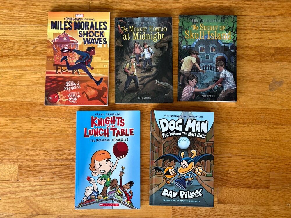 Kids Graphic Novel & Chapter Book Lot Dog Man Miles Morales Spider-Man Scholasti
